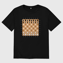 Футболка оверсайз мужская Доска шахматная, цвет: черный