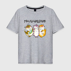 Футболка оверсайз мужская Мальчишник полосатые коты, цвет: меланж