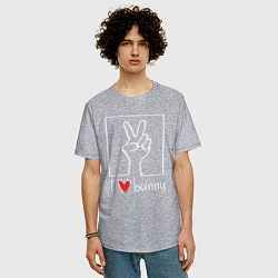 Футболка оверсайз мужская I love bunny, цвет: меланж — фото 2