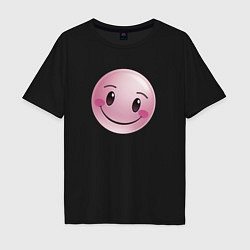 Футболка оверсайз мужская Розовый смайлик, цвет: черный