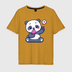 Футболка оверсайз мужская Ice cream panda, цвет: горчичный