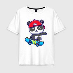 Футболка оверсайз мужская Panda skater, цвет: белый