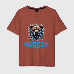 Футболка оверсайз мужская Russian bear head, цвет: кирпичный