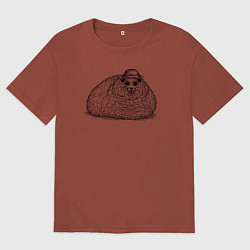 Футболка оверсайз мужская Овечка в панаме, цвет: кирпичный