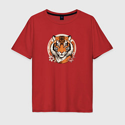 Мужская футболка оверсайз Тигр в ретро стиле