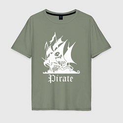 Мужская футболка оверсайз Пиратский корабль весёлый Роджер