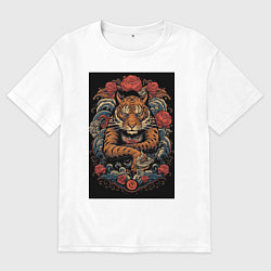 Мужская футболка оверсайз Боевой тигр Муай Тай