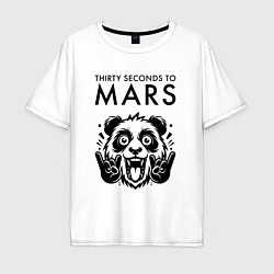 Футболка оверсайз мужская Thirty Seconds to Mars - rock panda, цвет: белый