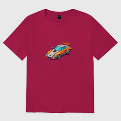 Футболка оверсайз мужская Игрушечный гоночный автомобиль, цвет: маджента