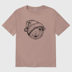 Футболка оверсайз мужская Новогодняя овечка, цвет: пыльно-розовый