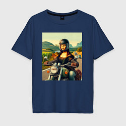 Мужская футболка оверсайз Mona Lisa on a motorcycle - ai art