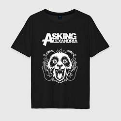 Футболка оверсайз мужская Asking Alexandria rock panda, цвет: черный