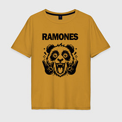 Футболка оверсайз мужская Ramones - rock panda, цвет: горчичный