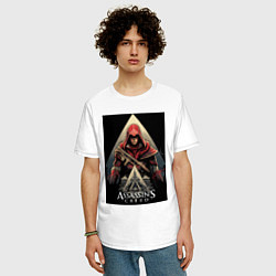 Футболка оверсайз мужская Assassins creed красный костюм, цвет: белый — фото 2