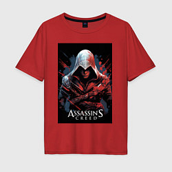 Мужская футболка оверсайз Assassins creed красные пятна