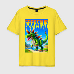 Мужская футболка оверсайз Пивозавр - мем нейросеть Майнкрафт