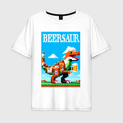Мужская футболка оверсайз Beersaur - pixel art