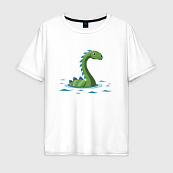 Мужская футболка оверсайз Динозаврик, плывущий в воде