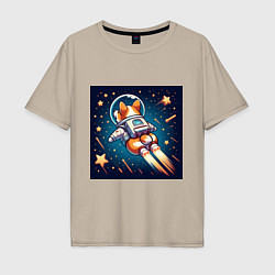 Мужская футболка оверсайз Реактивный корги в космосе