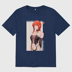 Футболка оверсайз мужская Макима в корсете, цвет: тёмно-синий