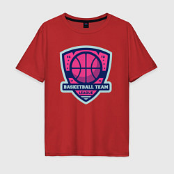 Футболка оверсайз мужская Баскетбольная командная лига, цвет: красный