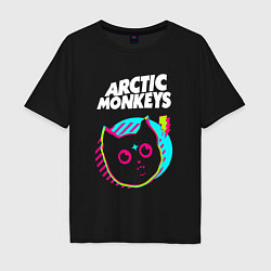 Мужская футболка оверсайз Arctic Monkeys rock star cat