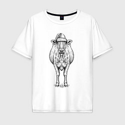 Мужская футболка оверсайз Новогодняя корова анфас