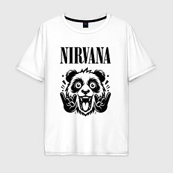 Футболка оверсайз мужская Nirvana - rock panda, цвет: белый