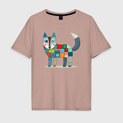 Мужская футболка оверсайз Funny fox - patchwork ai art