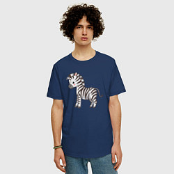 Футболка оверсайз мужская Маленькая зебра, цвет: тёмно-синий — фото 2