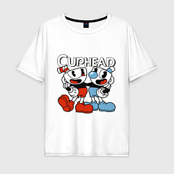 Мужская футболка оверсайз Cuphead and Mugman