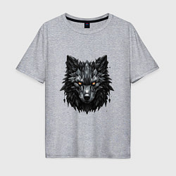 Мужская футболка оверсайз Графитовый волк