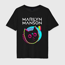 Футболка оверсайз мужская Marilyn Manson rock star cat, цвет: черный