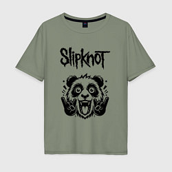 Футболка оверсайз мужская Slipknot - rock panda, цвет: авокадо