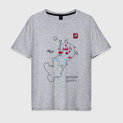 Футболка оверсайз мужская Карта туристических мест Москвы, цвет: меланж