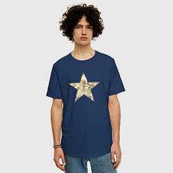Футболка оверсайз мужская Звезда камуфляж песочный, цвет: тёмно-синий — фото 2