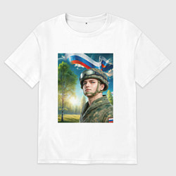 Футболка оверсайз мужская На защите Отчизны, цвет: белый