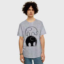 Футболка оверсайз мужская Cute elephants, цвет: меланж — фото 2