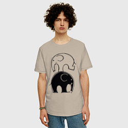 Футболка оверсайз мужская Cute elephants, цвет: миндальный — фото 2