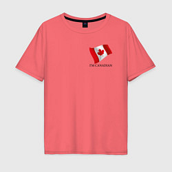Футболка оверсайз мужская Im Canadian - motto, цвет: коралловый