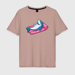 Футболка оверсайз мужская Акула на отдыхе, цвет: пыльно-розовый