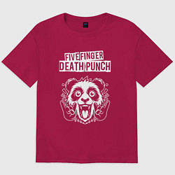 Футболка оверсайз мужская Five Finger Death Punch rock panda, цвет: маджента