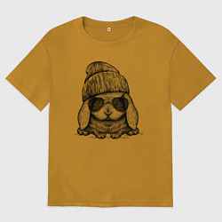 Футболка оверсайз мужская Модный зайчишка, цвет: горчичный