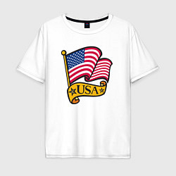 Футболка оверсайз мужская American flag, цвет: белый
