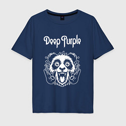 Футболка оверсайз мужская Deep Purple rock panda, цвет: тёмно-синий