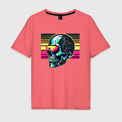 Мужская футболка оверсайз Cyber skull - fantasy ai art