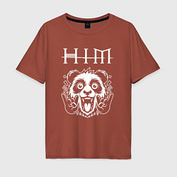 Футболка оверсайз мужская HIM rock panda, цвет: кирпичный