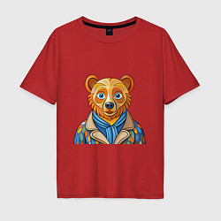 Мужская футболка оверсайз Медведь в стиле Ван Гога
