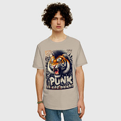 Футболка оверсайз мужская Cool tiger - punks not dead, цвет: миндальный — фото 2