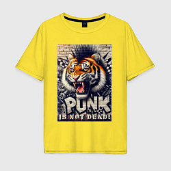 Футболка оверсайз мужская Cool tiger - punks not dead, цвет: желтый